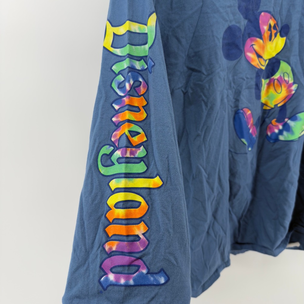 Disneyland Mickey Mouse Tie Dye Long Sleeve Shirt Blue Unisex Adult M Cotton - Picture 2 of 5